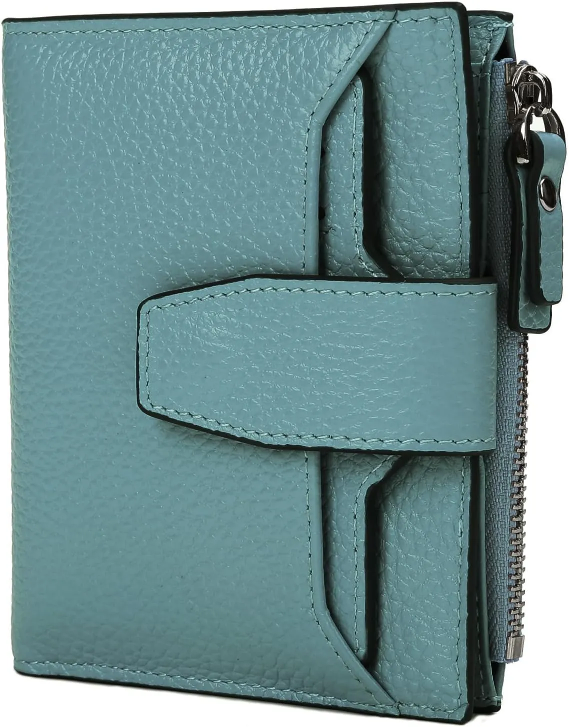 AINIMOER Women's RFID Blocking Leather Small Compact Bi-fold Zipper Pocket Wallet Card Case Purse with id Window