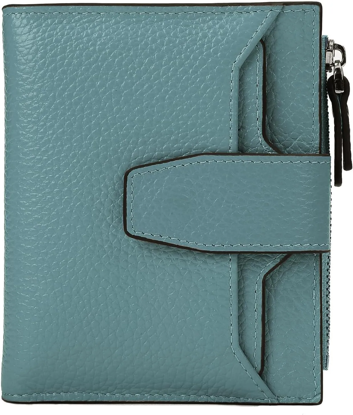AINIMOER Women's RFID Blocking Leather Small Compact Bi-fold Zipper Pocket Wallet Card Case Purse with id Window
