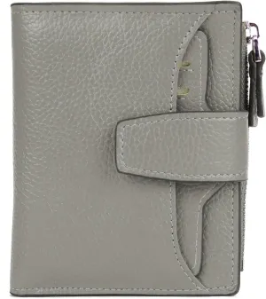 AINIMOER Women's RFID Blocking Leather Small Compact Bi-fold Zipper Pocket Wallet Card Case Purse with id Window