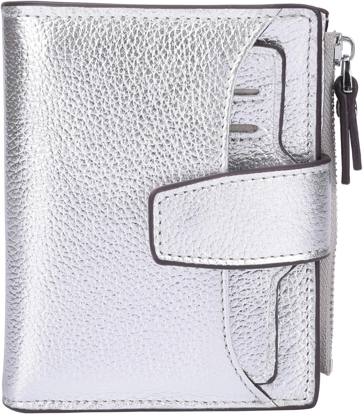 AINIMOER Women's RFID Blocking Leather Small Compact Bi-fold Zipper Pocket Wallet Card Case Purse with id Window