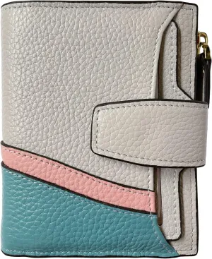 AINIMOER Women's RFID Blocking Leather Small Compact Bi-fold Zipper Pocket Wallet Card Case Purse with id Window
