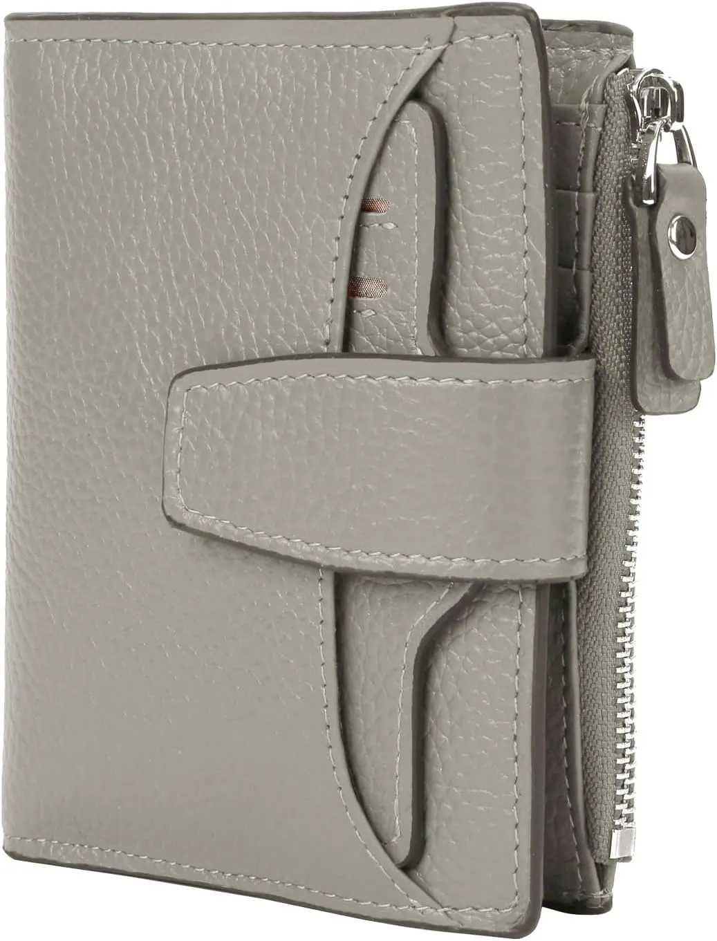 AINIMOER Women's RFID Blocking Leather Small Compact Bi-fold Zipper Pocket Wallet Card Case Purse with id Window