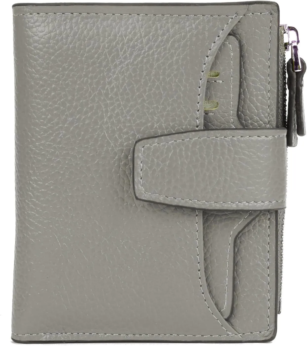 AINIMOER Women's RFID Blocking Leather Small Compact Bi-fold Zipper Pocket Wallet Card Case Purse with id Window