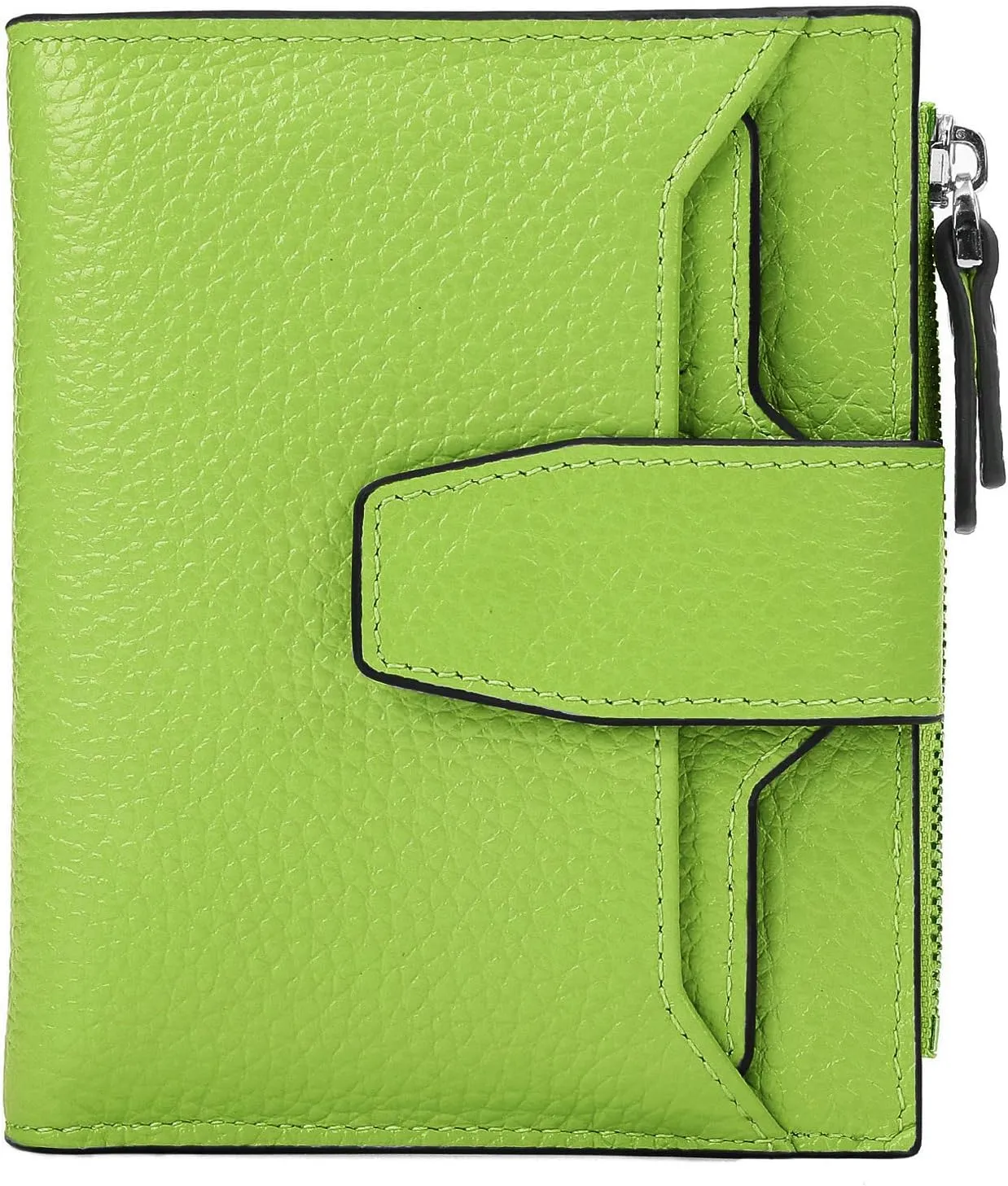 AINIMOER Women's RFID Blocking Leather Small Compact Bi-fold Zipper Pocket Wallet Card Case Purse with id Window