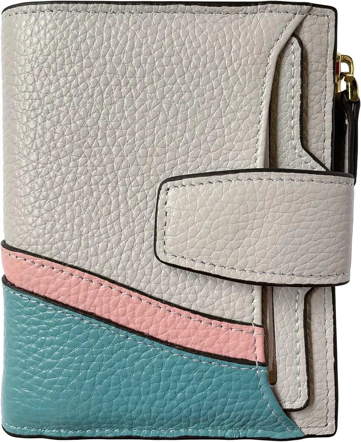 AINIMOER Women's RFID Blocking Leather Small Compact Bi-fold Zipper Pocket Wallet Card Case Purse with id Window