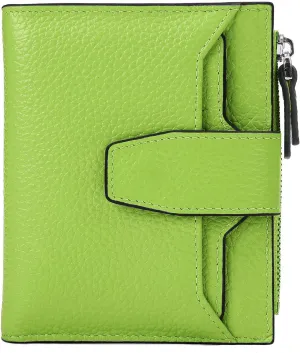 AINIMOER Women's RFID Blocking Leather Small Compact Bi-fold Zipper Pocket Wallet Card Case Purse with id Window