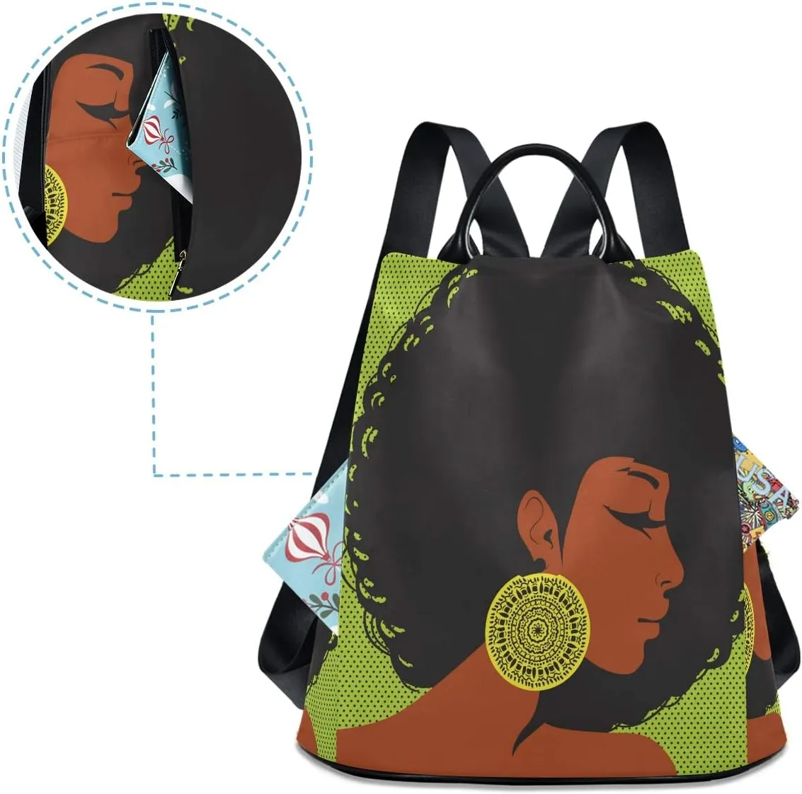 ALAZA African American Woman Backpack for Daily Shopping Travel