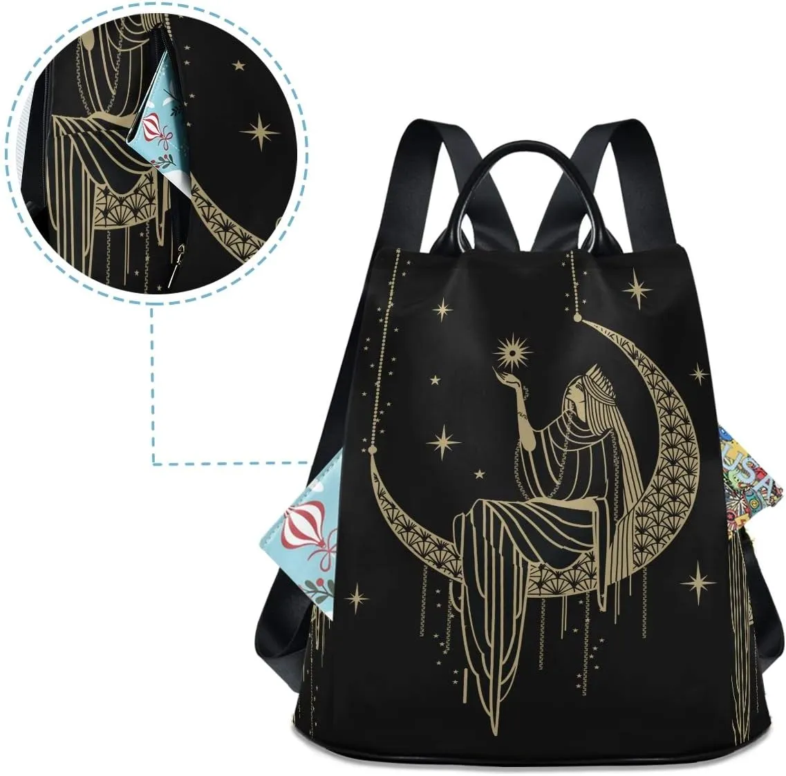 ALAZA Sacral Night Woman Witch on Moon Star Trips Hiking Camping Rucksack Pack for Women