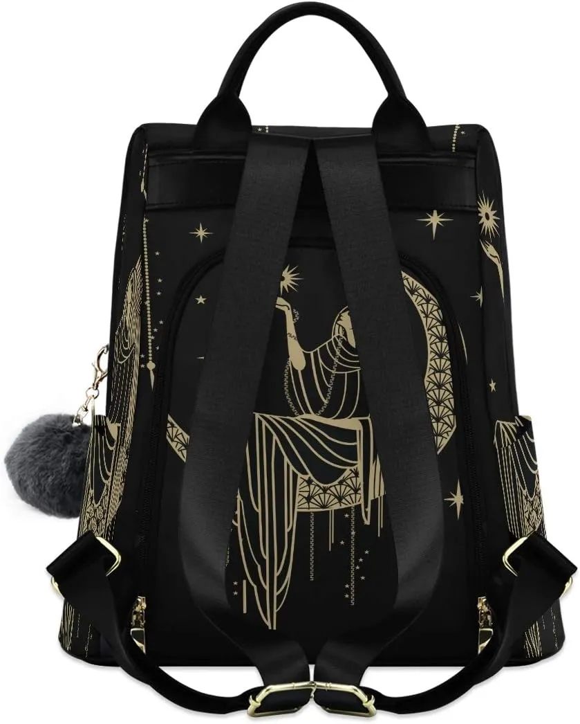 ALAZA Sacral Night Woman Witch on Moon Star Trips Hiking Camping Rucksack Pack for Women