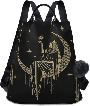 ALAZA Sacral Night Woman Witch on Moon Star Trips Hiking Camping Rucksack Pack for Women