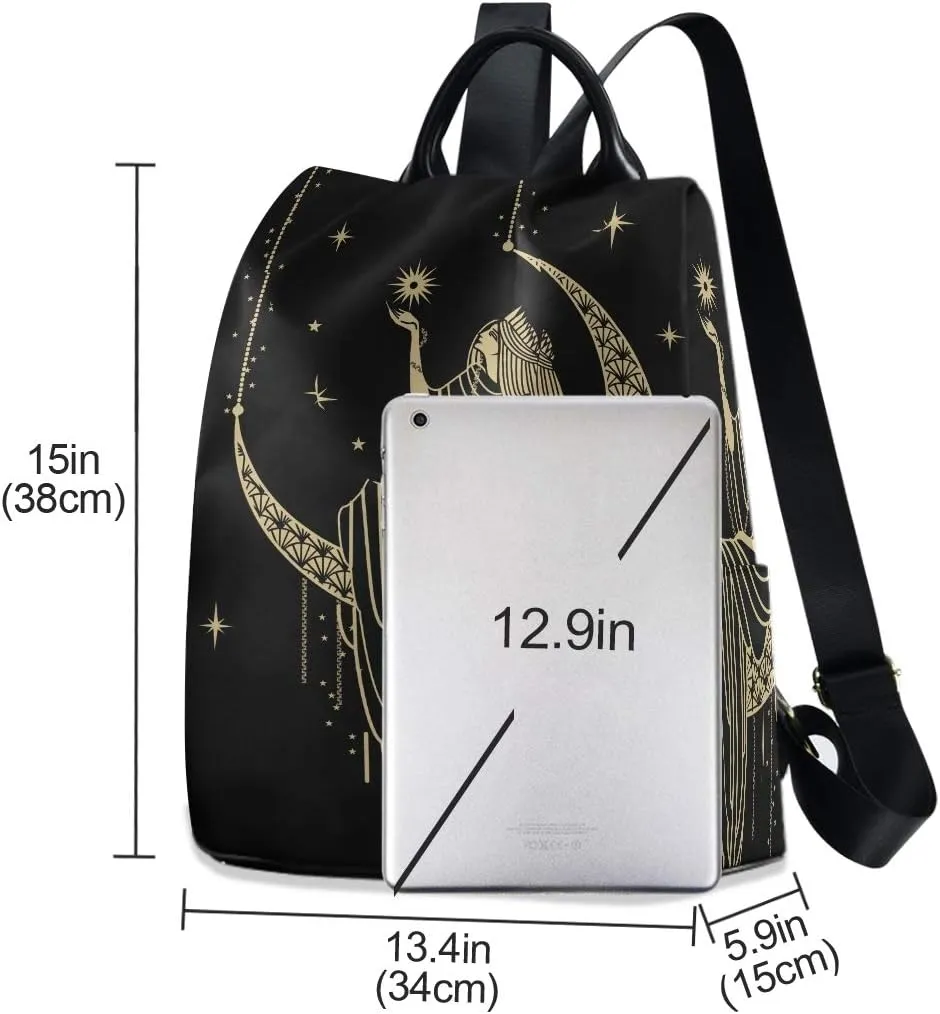 ALAZA Sacral Night Woman Witch on Moon Star Trips Hiking Camping Rucksack Pack for Women