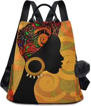 ALAZA Young Black Woman in Turban African Beauty Backpack for Daily Shopping Travel
