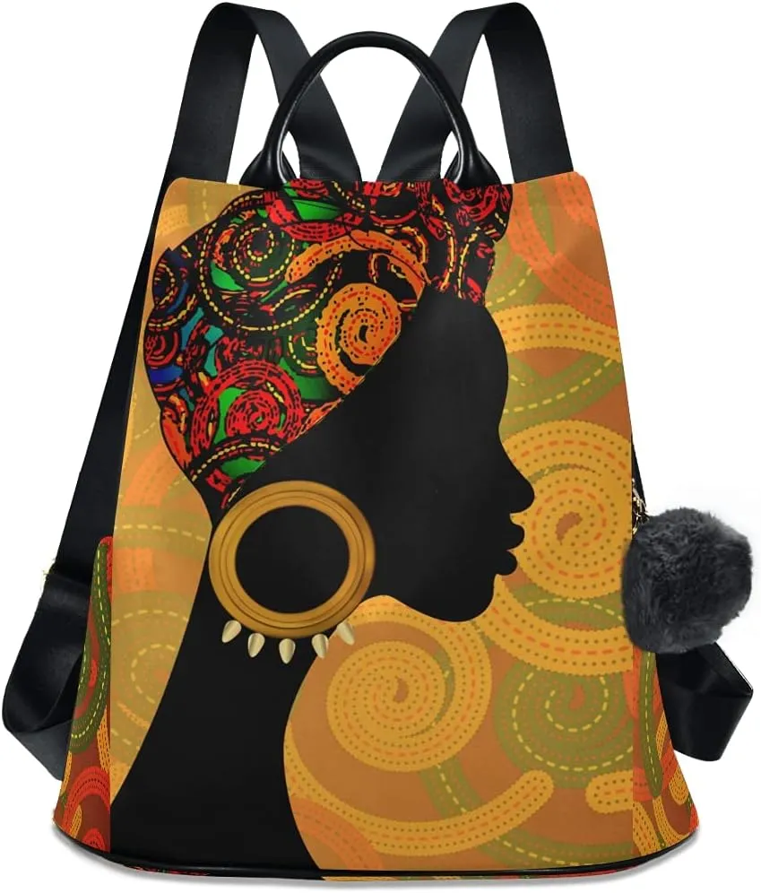 ALAZA Young Black Woman in Turban African Beauty Backpack for Daily Shopping Travel