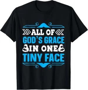 All Of God's Grace In One Tiny Face Baby Boy Announcement T-Shirt
