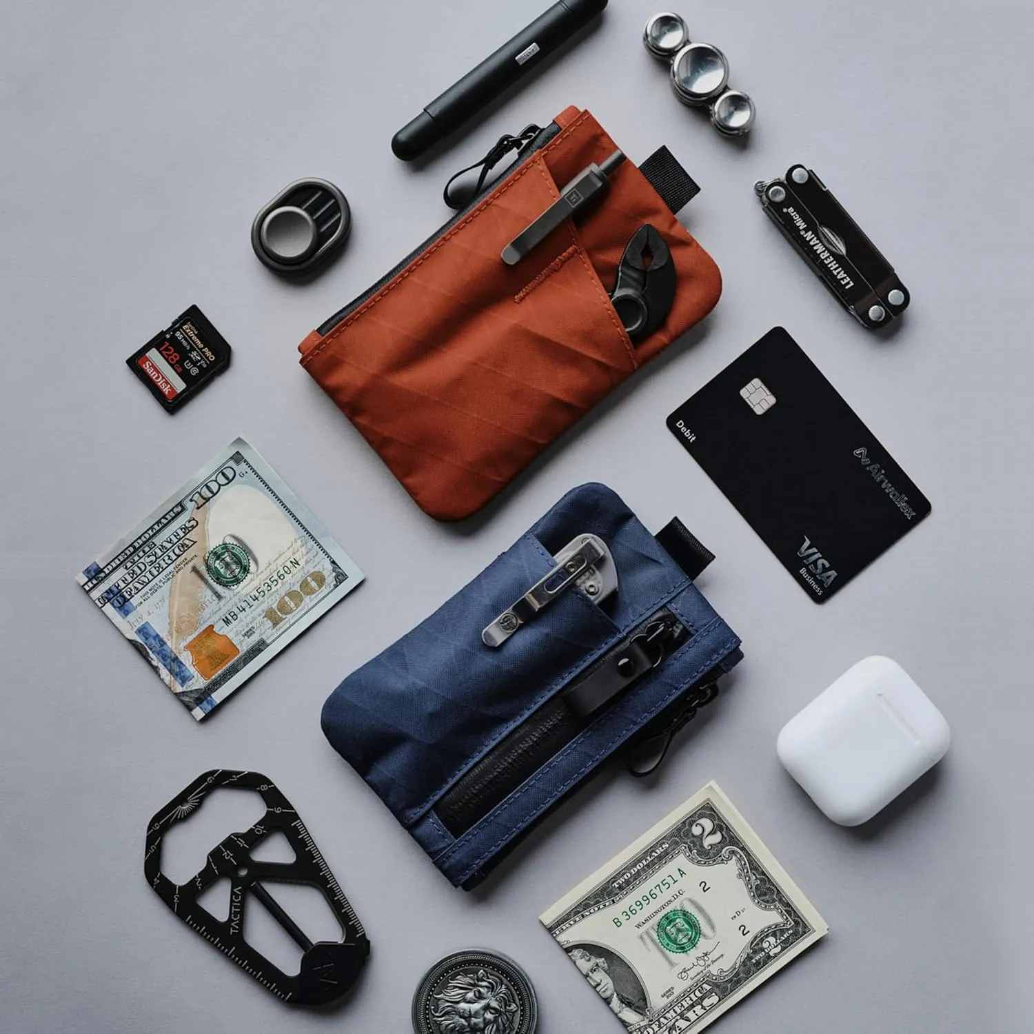 ALPAKA Zip Pouch Pro - Minimalist Zipper Wallet - with RFID Blocking ID Card Holder Wallet with Zipper for Men with Multi-tool Slot