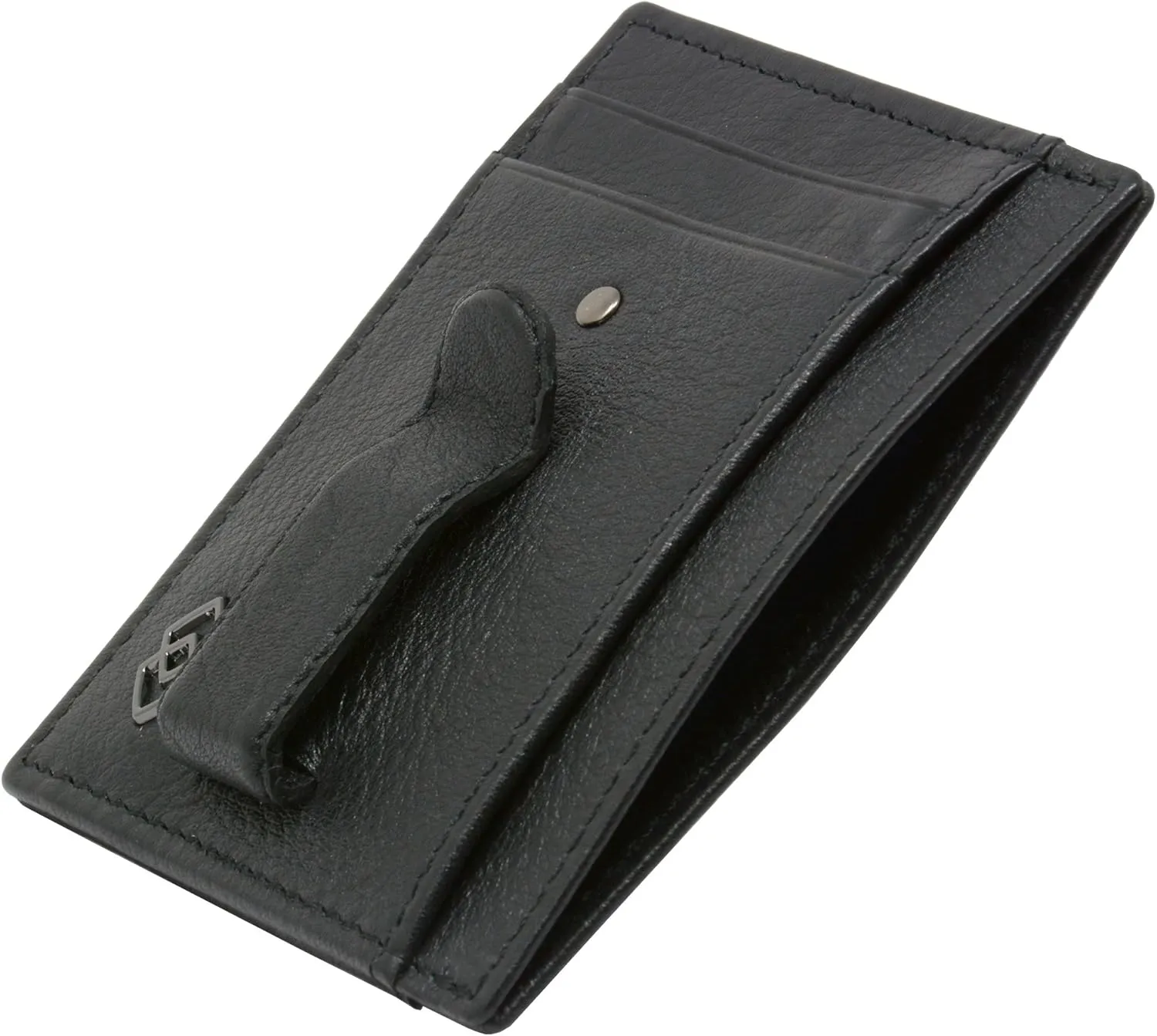 Alpine Swiss Double Diamond Mens RFID Money Clip Front Pocket Wallet Black