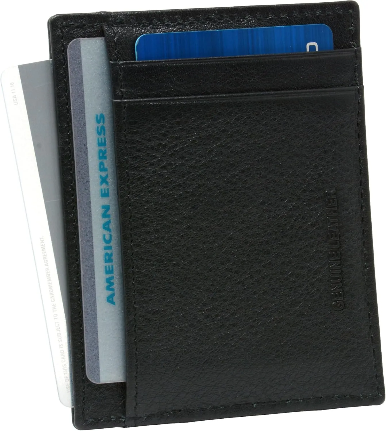 Alpine Swiss Double Diamond Mens RFID Money Clip Front Pocket Wallet Black