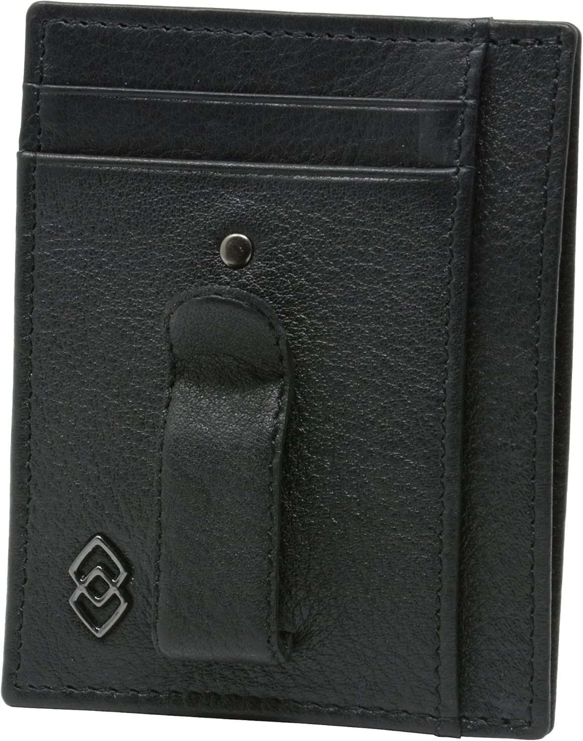 Alpine Swiss Double Diamond Mens RFID Money Clip Front Pocket Wallet Black