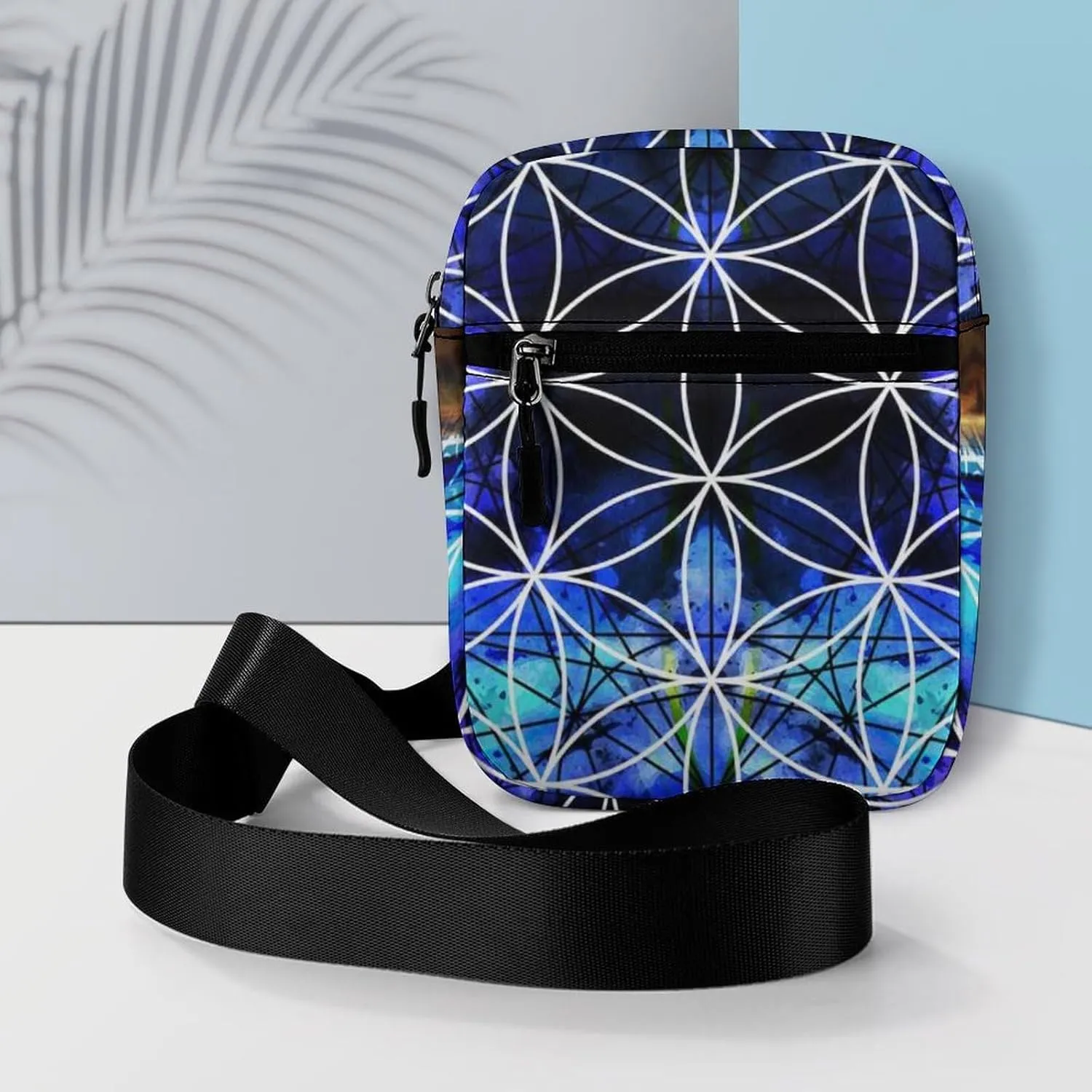 Ancient Mayan Calendar Purple Gold Pattern Flower of Life Adjustable Fanny Waist Pack Pouch, Waterproof Crossbody Runners Bag Wallet for Gym Hiking Fitness Women Men 6.1 x 2.2 x 7.9 inch
