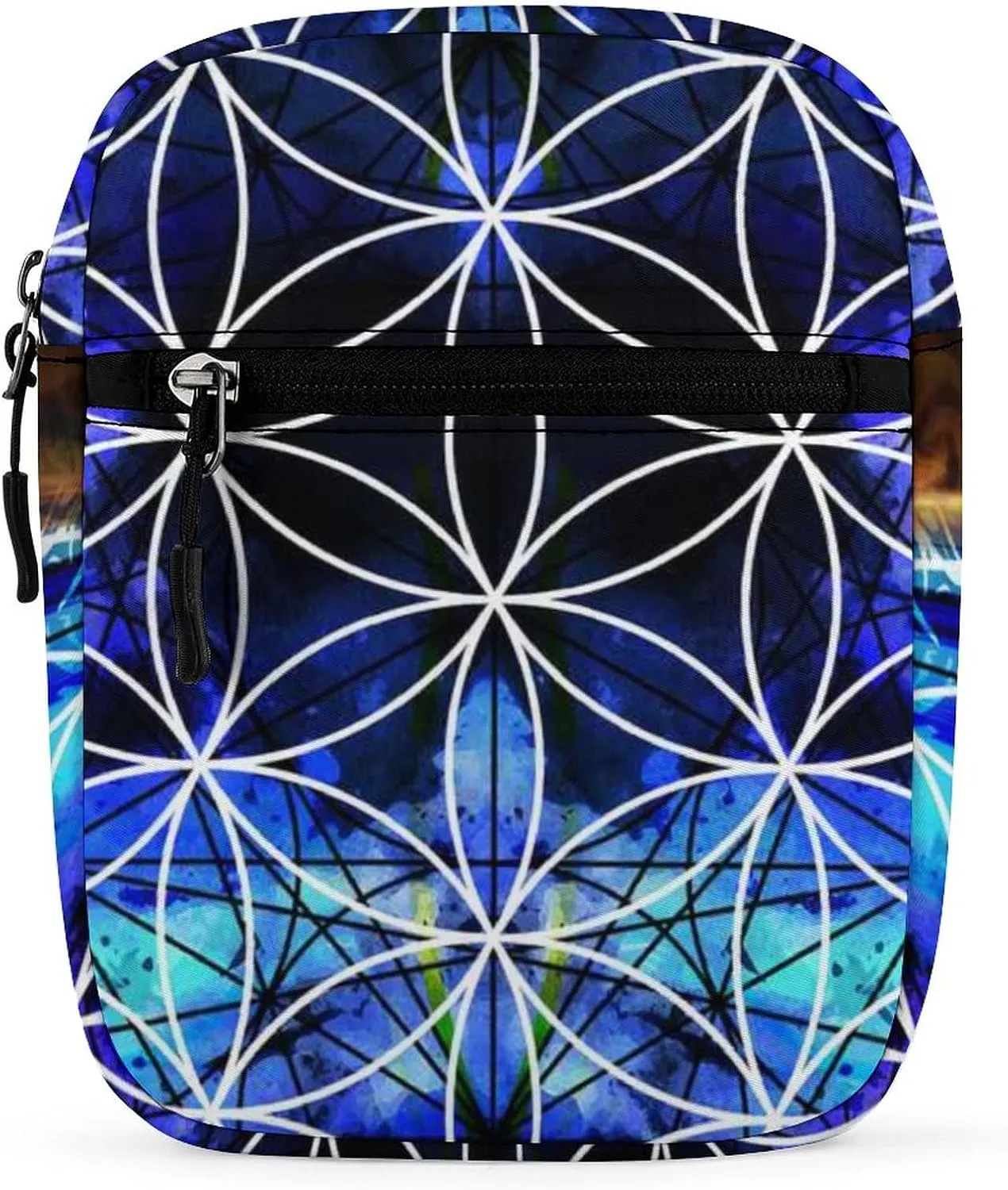 Ancient Mayan Calendar Purple Gold Pattern Flower of Life Adjustable Fanny Waist Pack Pouch, Waterproof Crossbody Runners Bag Wallet for Gym Hiking Fitness Women Men 6.1 x 2.2 x 7.9 inch