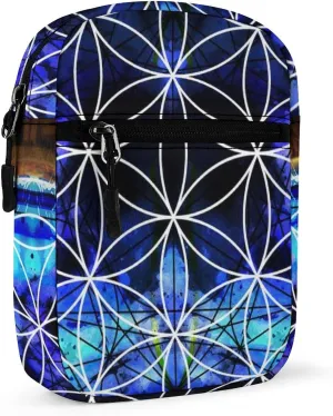Ancient Mayan Calendar Purple Gold Pattern Flower of Life Adjustable Fanny Waist Pack Pouch, Waterproof Crossbody Runners Bag Wallet for Gym Hiking Fitness Women Men 6.1 x 2.2 x 7.9 inch