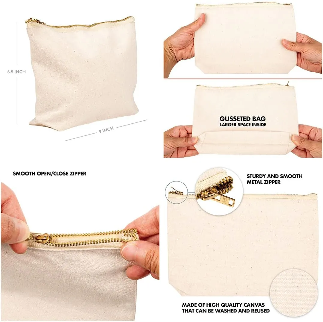 Andaz Press Funny Makeup Bag Canvas Cosmetic Bag with Zipper All About The Brows Makeup Pouch For Purse Travel Pouch Toiletry Bag Funny Pencil Bag Cute Birthday Gifts for Women 6.5 x 9 Inch