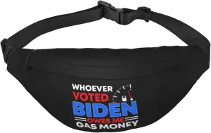 Anti President Joe Biden Owes Republican Gas Money Fanny Packs Men Womens Adjustable Waist Pack For Sports Leisure Travel Cycling Waist Pack