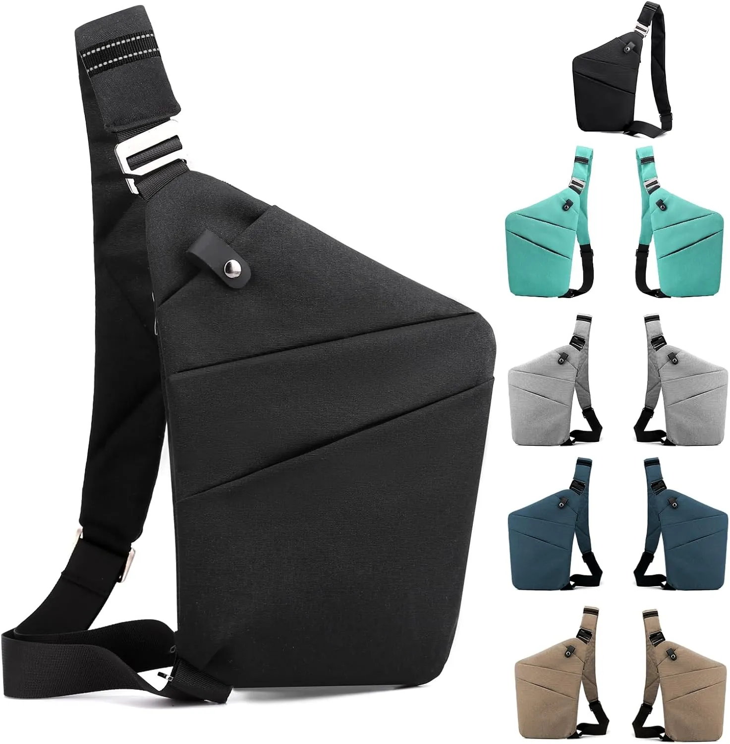 Anti Theft Crossbody Bag,Sling Bag for Women Men,Multi-pocket Chest Shoulder Bag for Travel, Sport, Work