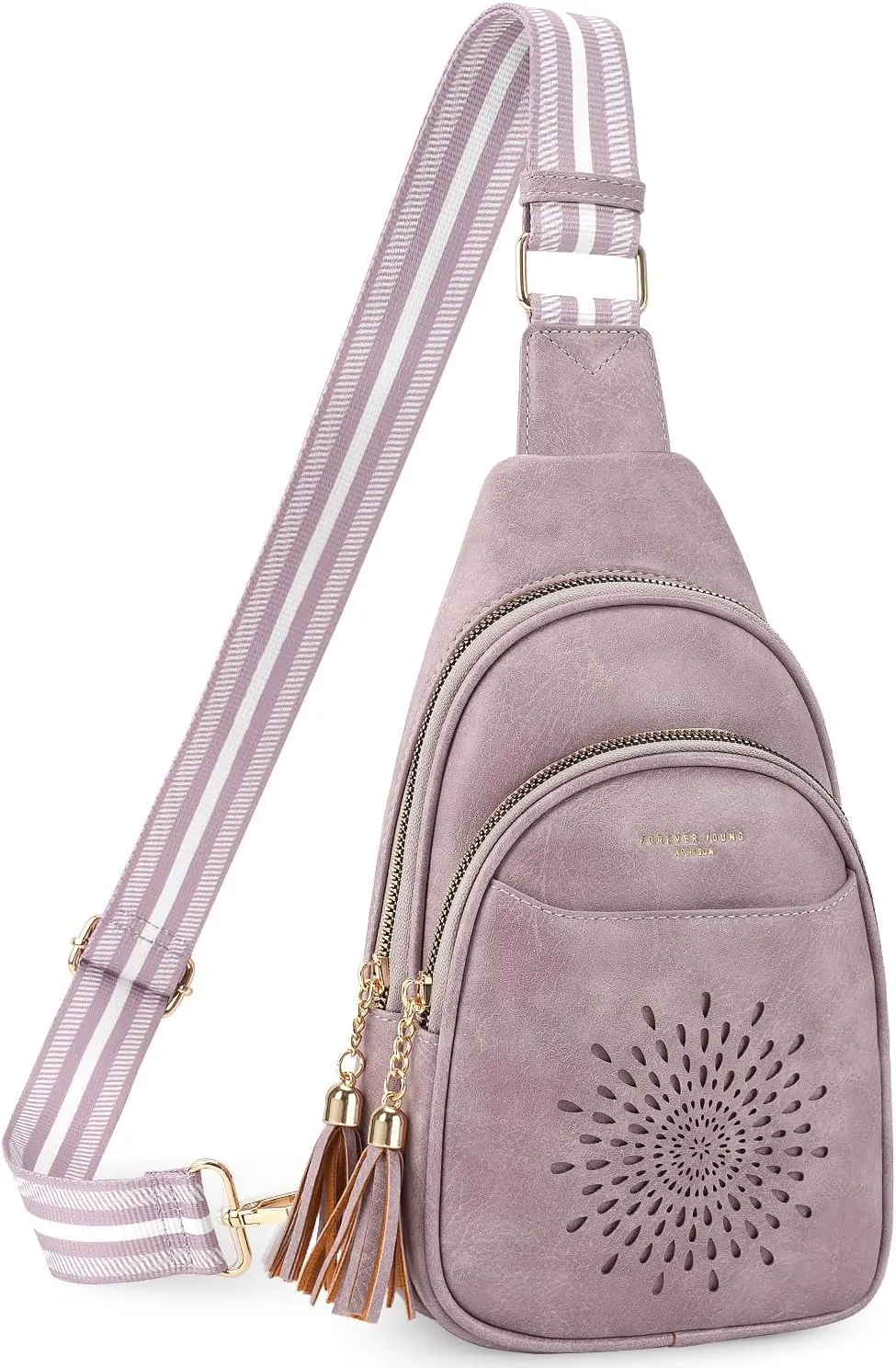 APHISON Small Sling Bag Cell Phone Purse Vegan Leather Fanny Crossbody Bag for Women Trendy Chest Backpack Adjustable Strap