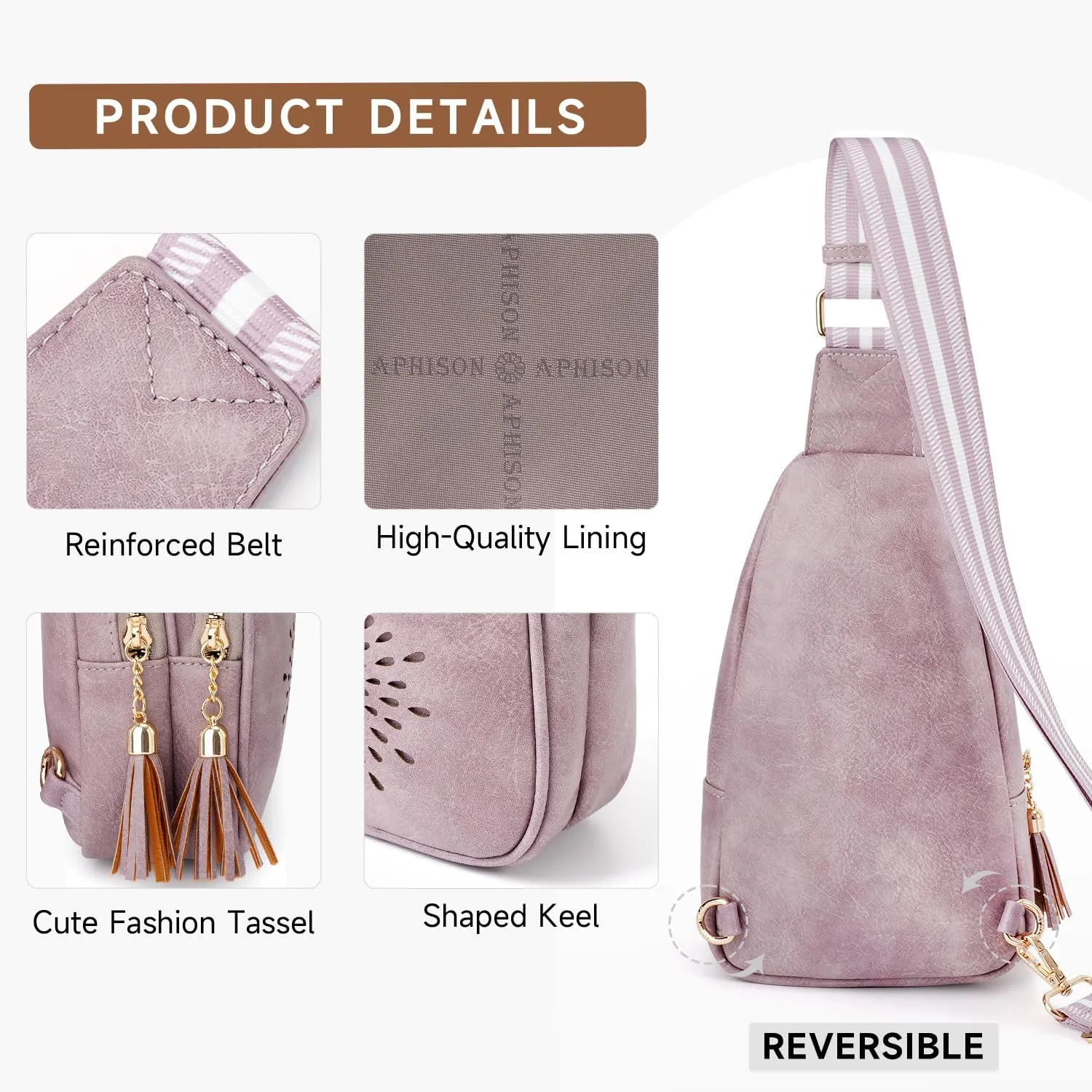 APHISON Small Sling Bag Cell Phone Purse Vegan Leather Fanny Crossbody Bag for Women Trendy Chest Backpack Adjustable Strap