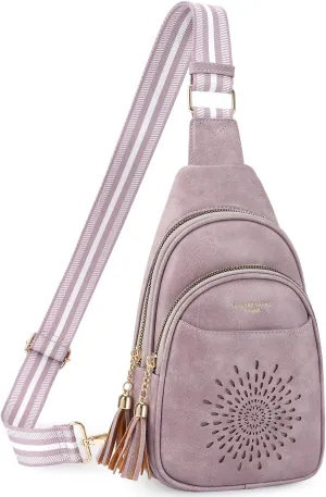 APHISON Small Sling Bag Cell Phone Purse Vegan Leather Fanny Crossbody Bag for Women Trendy Chest Backpack Adjustable Strap