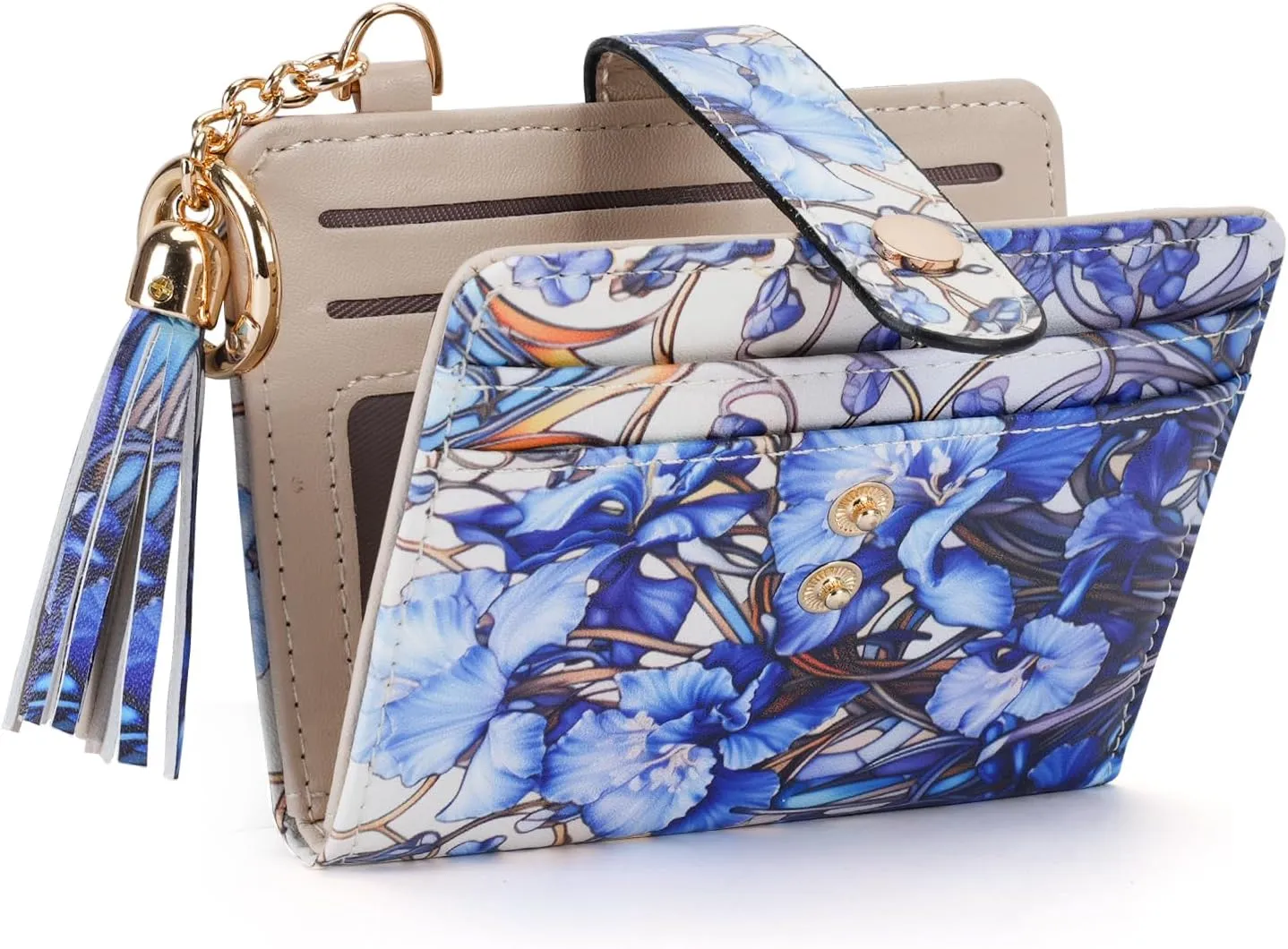 APHISON Women RFID Slim Bifold Wallet, Card Holder with Zipper Coin Purse, Ultra-Thin Compact Wallet with ID Window Minimalist Blue
