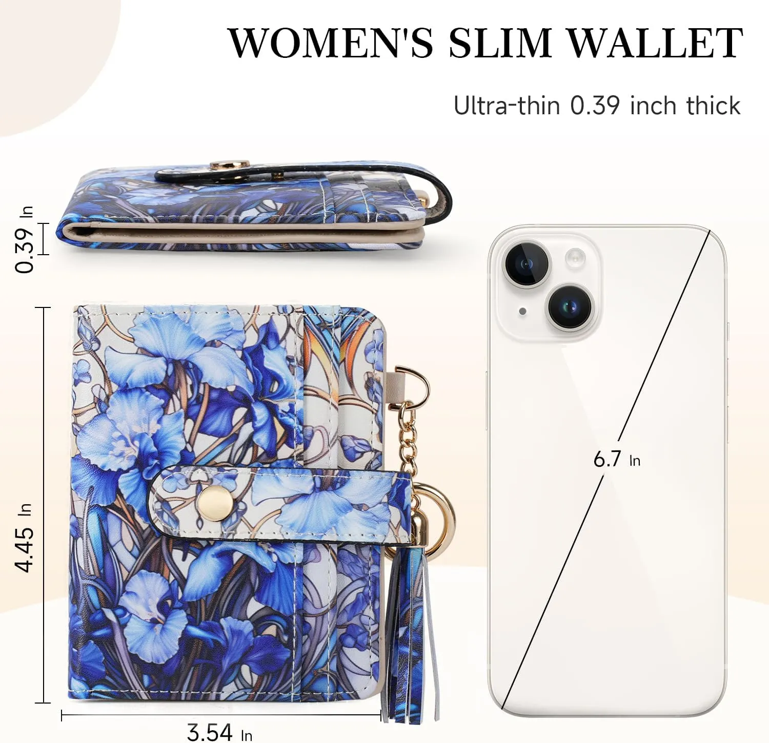 APHISON Women RFID Slim Bifold Wallet, Card Holder with Zipper Coin Purse, Ultra-Thin Compact Wallet with ID Window Minimalist Blue