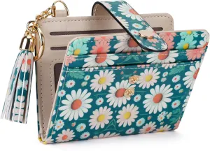 APHISON Women RFID Slim Bifold Wallet, Card Holder with Zipper Coin Purse, Ultra-Thin Compact Wallet with ID Window Minimalist Green