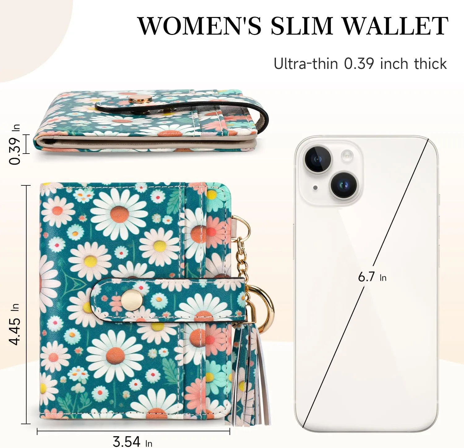 APHISON Women RFID Slim Bifold Wallet, Card Holder with Zipper Coin Purse, Ultra-Thin Compact Wallet with ID Window Minimalist Green