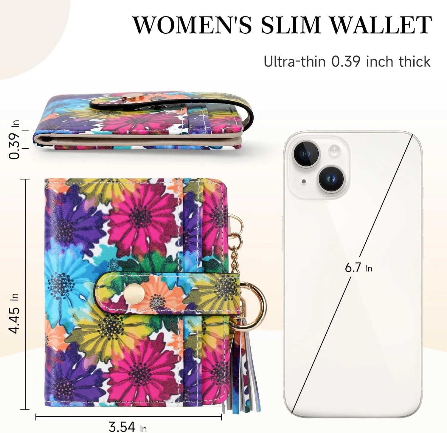 APHISON Women RFID Slim Bifold Wallet, Card Holder with Zipper Coin Purse, Ultra-Thin Compact Wallet with ID Window Minimalist
