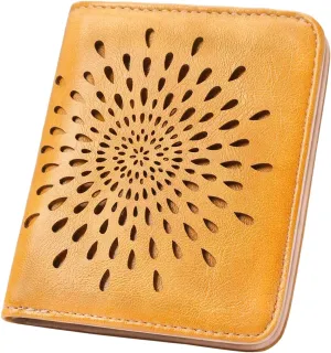 APHISON Womens Wallet, Slim Small Wallet for Women Men RFID Wallet Women Sunflower Leather ID Credit Card Holder whit Zipper Coin Pocket Bifold Compact Wallet