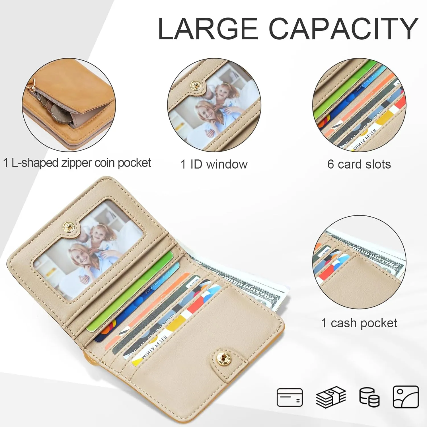 APHISON Womens Wallet, Slim Small Wallet for Women Men RFID Wallet Women Sunflower Leather ID Credit Card Holder whit Zipper Coin Pocket Bifold Compact Wallet