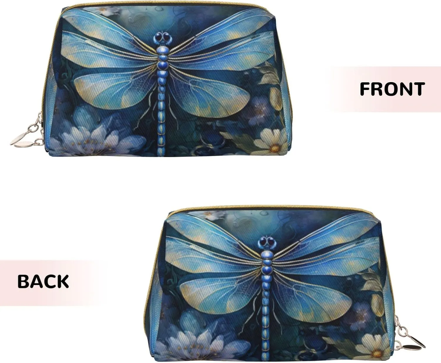 Art Blue Dragonfly Toiletry Pouch, Travel-Friendly Makeup Organizer For Makeup Brushes, Lipsticks