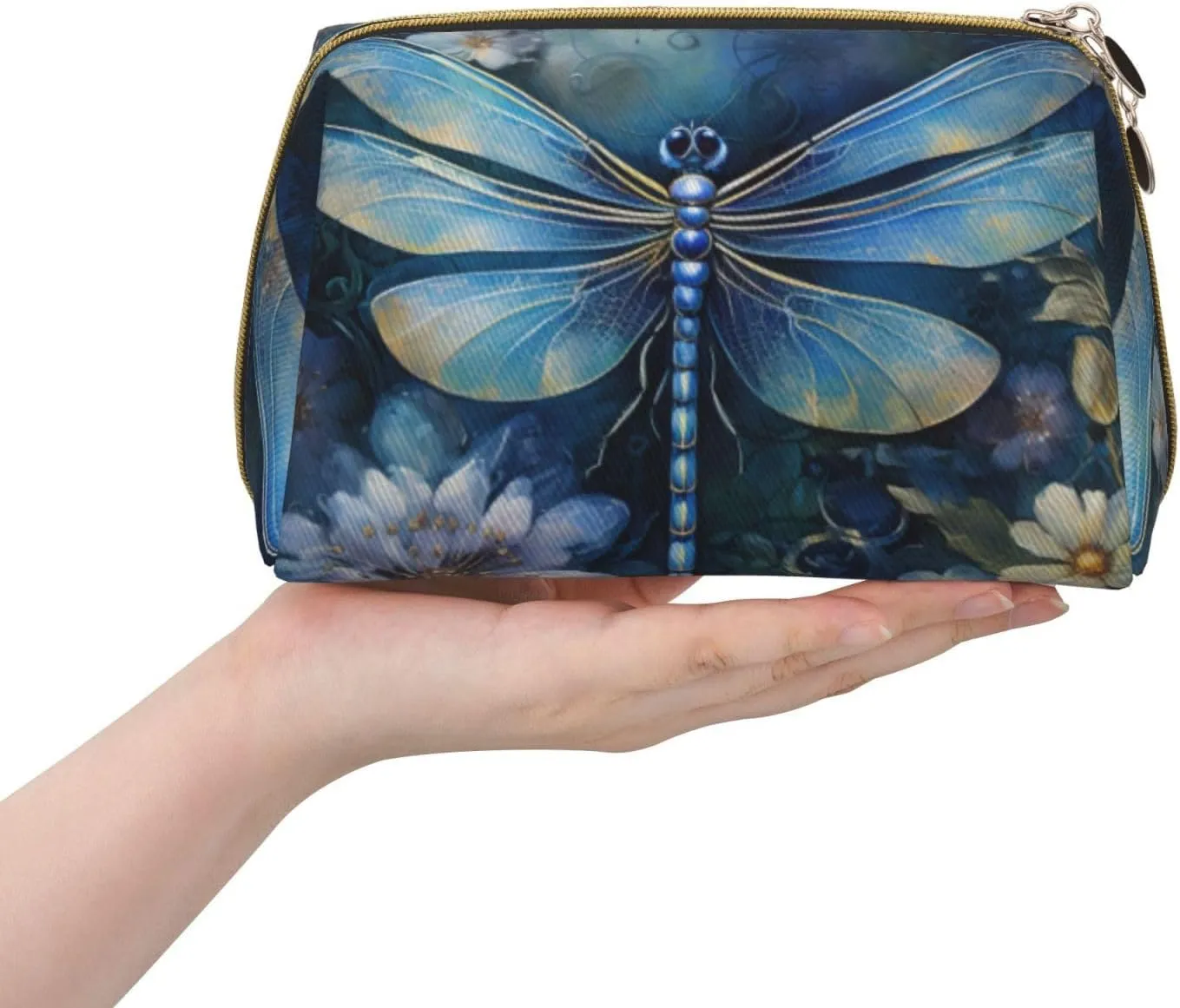 Art Blue Dragonfly Toiletry Pouch, Travel-Friendly Makeup Organizer For Makeup Brushes, Lipsticks
