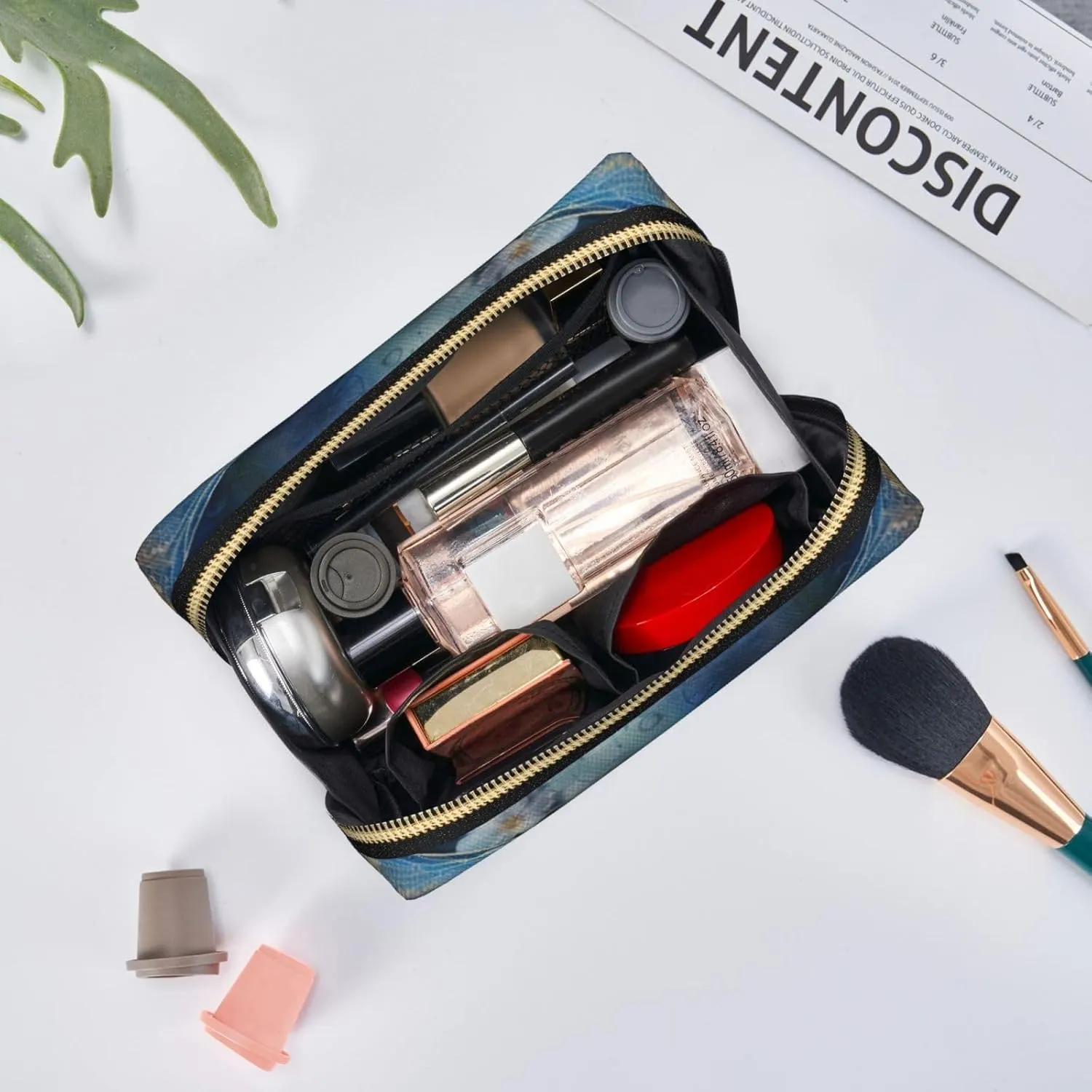 Art Blue Dragonfly Toiletry Pouch, Travel-Friendly Makeup Organizer For Makeup Brushes, Lipsticks