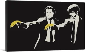 ARTCANVAS Pulp Fiction Bananas Canvas Art Print Stretched Framed Painting Picture Poster Giclee Wall Decor by Banksy - 26" x 18" (0.75" Deep)