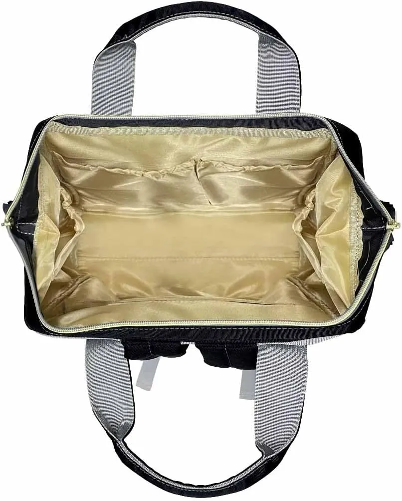 Artsadd Custom Princess Diaper Bag Backpack with Name, Customized Princess Print Personalized Mommy Nursing Bags Nappy Bag Casual Travel Daypack for Mom Women