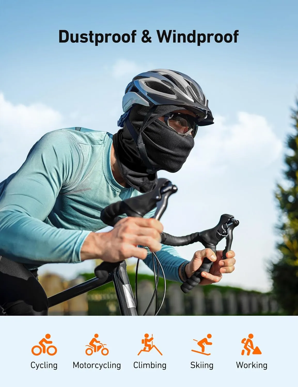 AstroAI Ski Mask Balaclava Face Mask Shiesty Mask for Men Women, UV Protector Windproof Neck Warmer Face Cover for Motorcycle, Snowboarding, Skiing, Hunting, Cycling, Black, 2Pack