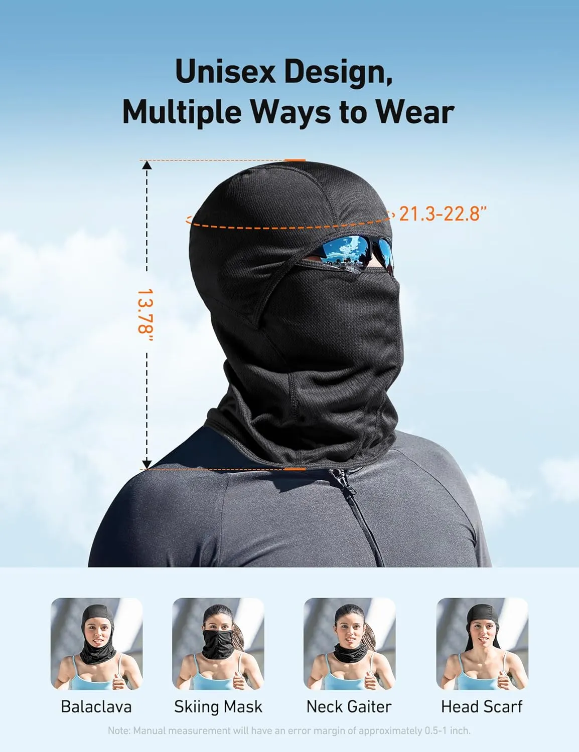 AstroAI Ski Mask Balaclava Face Mask Shiesty Mask for Men Women, UV Protector Windproof Neck Warmer Face Cover for Motorcycle, Snowboarding, Skiing, Hunting, Cycling, Black, 2Pack