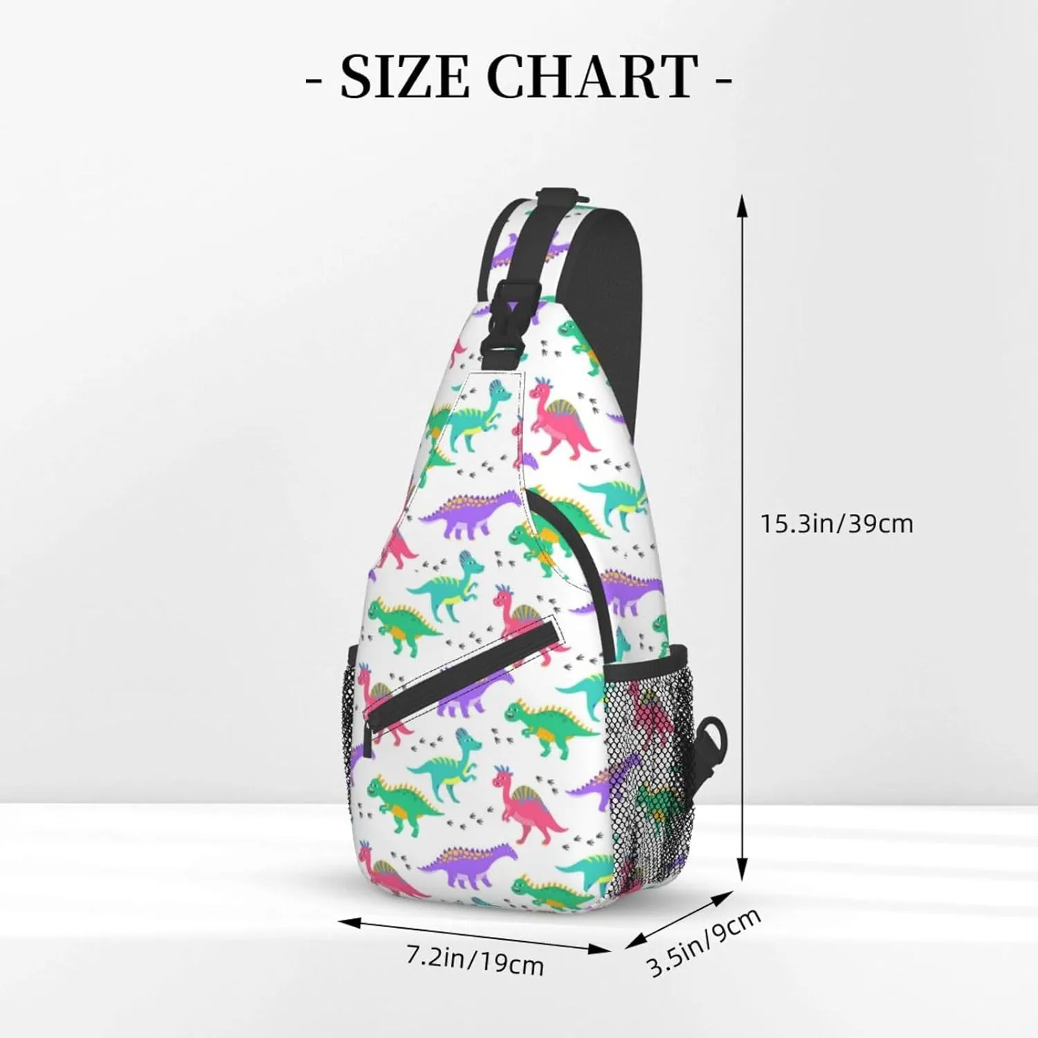 ASYG Cute Funny Dinosaur Sling Bag Crossbody Backpack for Women Men Travel Hiking Daypack Dino Crossbody Shoulder Bag