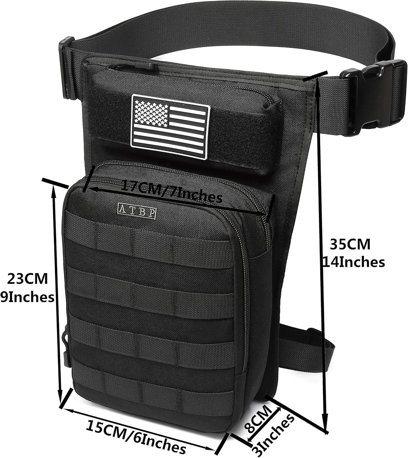 ATBP Motorcycle Tactical Drop Leg Thigh Bag with Holster Handgun Firearm Pistol Bag for Men Hunting Shooting Range Additional 3 Magazine Storage Slots