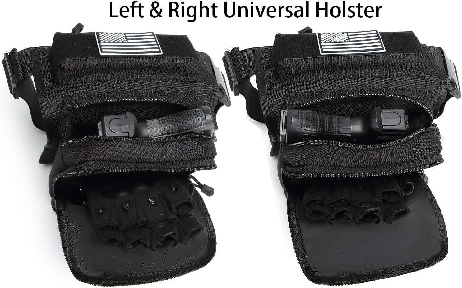 ATBP Motorcycle Tactical Drop Leg Thigh Bag with Holster Handgun Firearm Pistol Bag for Men Hunting Shooting Range Additional 3 Magazine Storage Slots
