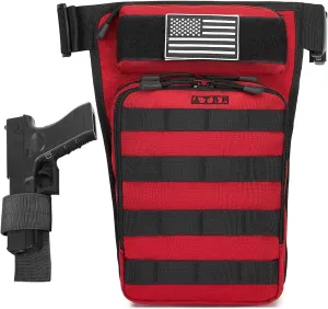 ATBP Motorcycle Tactical Drop Leg Thigh Bag with Holster Handgun Firearm Pistol Bag for Men Hunting Shooting Range Additional 3 Magazine Storage Slots