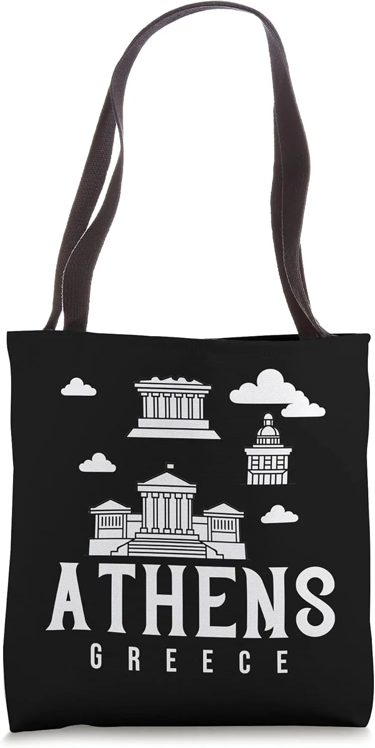 Athens Greece City Skyline Map Travel Tote Bag